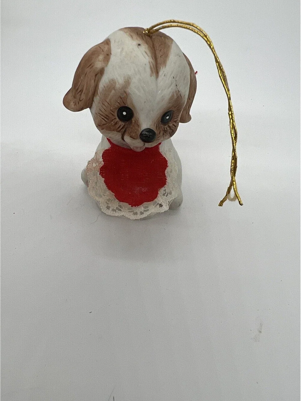 Vintage Jasco L'il Chimers Playful Puppy Dog Porcelain Bell Christmas Ornament